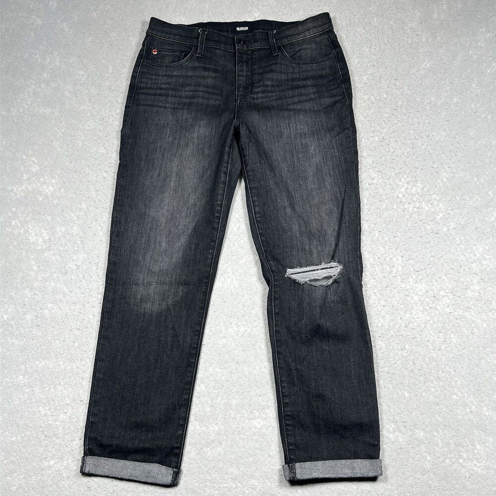 HUDSON Natalie Jeans Womens Size 28 Dark Wash Distressed Straight Leg